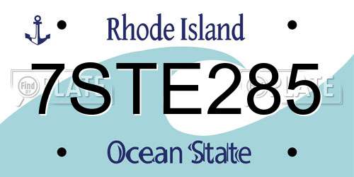 7STE285 Rhode Island License Plate