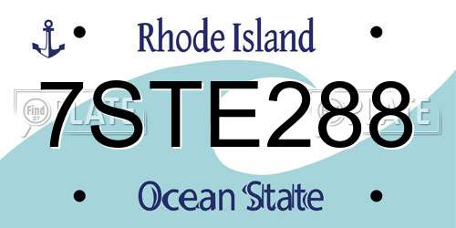 7STE288 Rhode Island License Plate