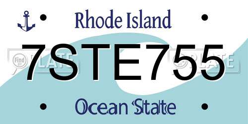 7STE755 Rhode Island License Plate