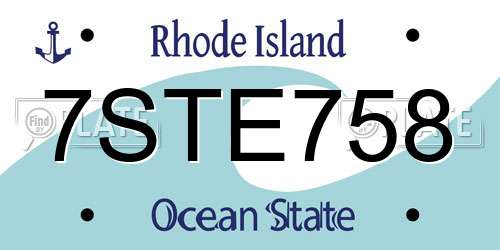 7STE758 Rhode Island License Plate