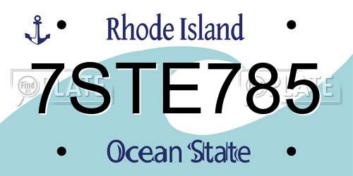 7STE785 Rhode Island License Plate