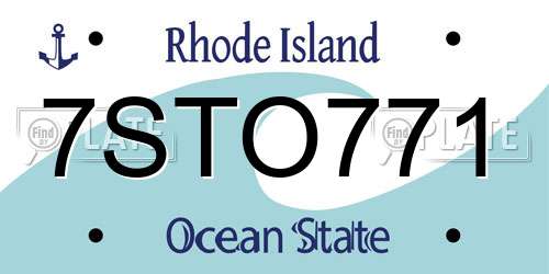 7STO771 Rhode Island License Plate