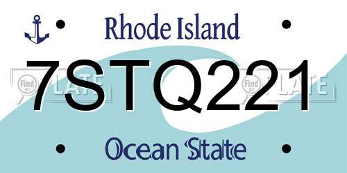 7STQ221 Rhode Island License Plate