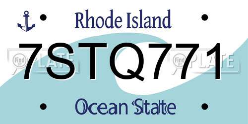 7STQ771 Rhode Island License Plate