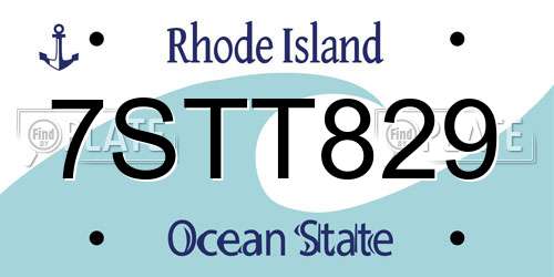 7STT829 Rhode Island License Plate
