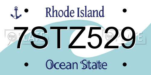 7STZ529 Rhode Island License Plate
