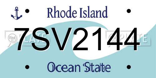 7SV2144 Rhode Island License Plate