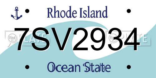 7SV2934 Rhode Island License Plate