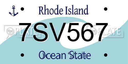 7SV567 Rhode Island License Plate