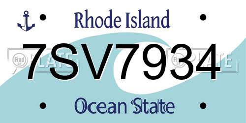 7SV7934 Rhode Island License Plate
