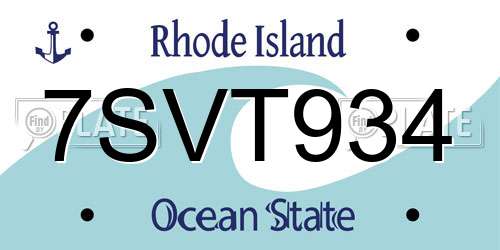 7SVT934 Rhode Island License Plate