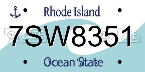 7SW8351 Rhode Island License Plate