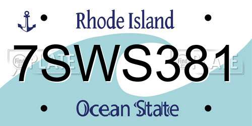 7SWS381 Rhode Island License Plate