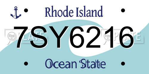 7SY6216 Rhode Island License Plate