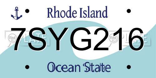 7SYG216 Rhode Island License Plate