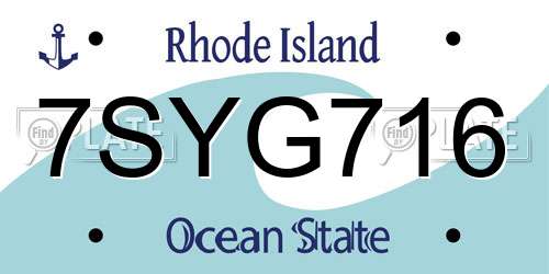 7SYG716 Rhode Island License Plate