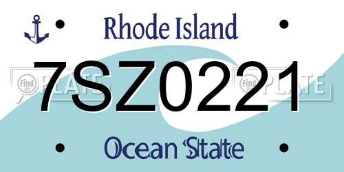 7SZ0221 Rhode Island License Plate