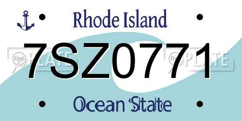 7SZ0771 Rhode Island License Plate