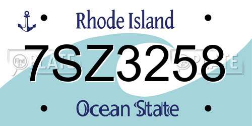 7SZ3258 Rhode Island License Plate