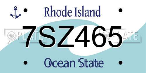 7SZ465 Rhode Island License Plate