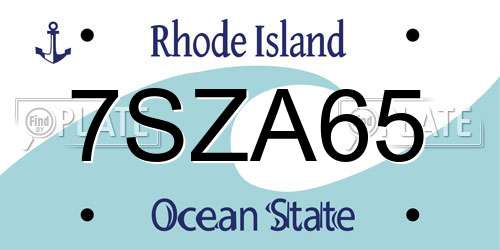 7SZA65 Rhode Island License Plate