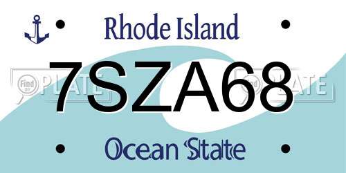 7SZA68 Rhode Island License Plate
