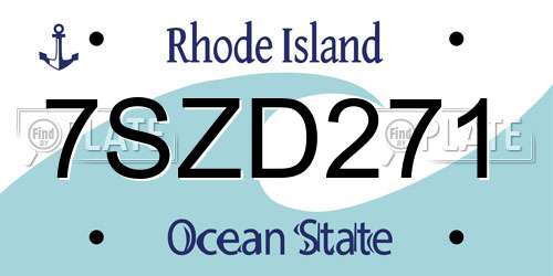 7SZD271 Rhode Island License Plate