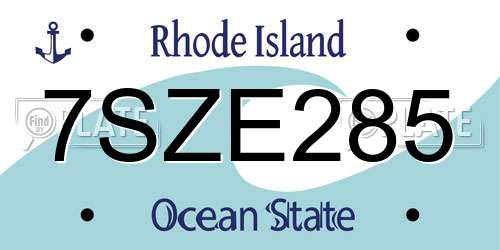 7SZE285 Rhode Island License Plate