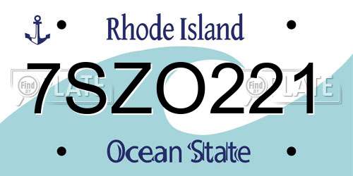7SZO221 Rhode Island License Plate