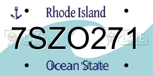 7SZO271 Rhode Island License Plate