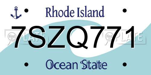 7SZQ771 Rhode Island License Plate