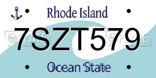 7SZT579 Rhode Island License Plate