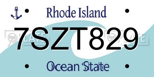 7SZT829 Rhode Island License Plate