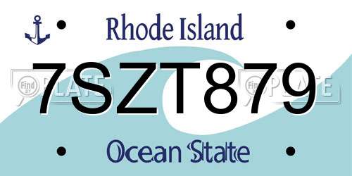 7SZT879 Rhode Island License Plate
