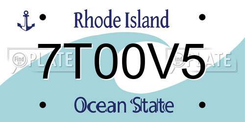 7T00V5 Rhode Island License Plate
