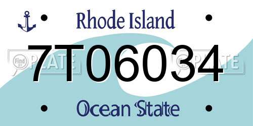 7T06034 Rhode Island License Plate