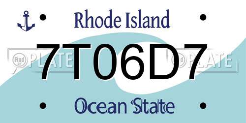 7T06D7 Rhode Island License Plate
