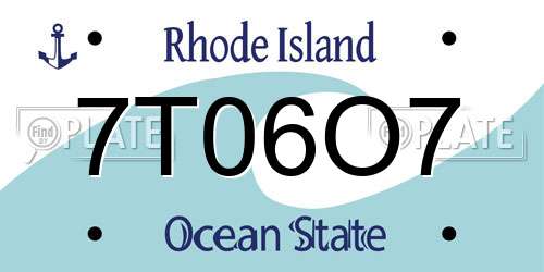7T06O7 Rhode Island License Plate