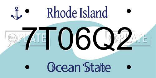 7T06Q2 Rhode Island License Plate