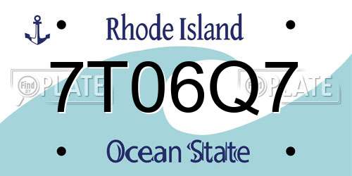 7T06Q7 Rhode Island License Plate