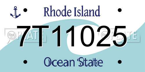 7T11025 Rhode Island License Plate