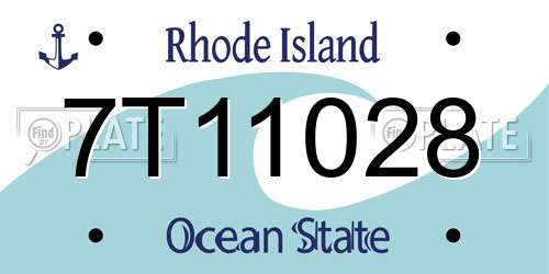 7T11028 Rhode Island License Plate