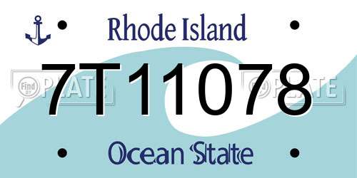 7T11078 Rhode Island License Plate