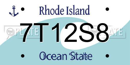 7T12S8 Rhode Island License Plate