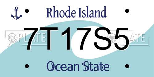 7T17S5 Rhode Island License Plate