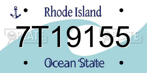 7T19155 Rhode Island License Plate