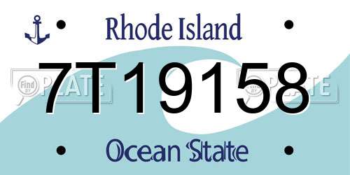 7T19158 Rhode Island License Plate
