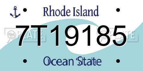 7T19185 Rhode Island License Plate