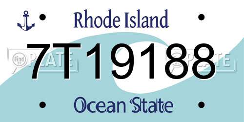 7T19188 Rhode Island License Plate