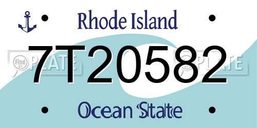 7T20582 Rhode Island License Plate